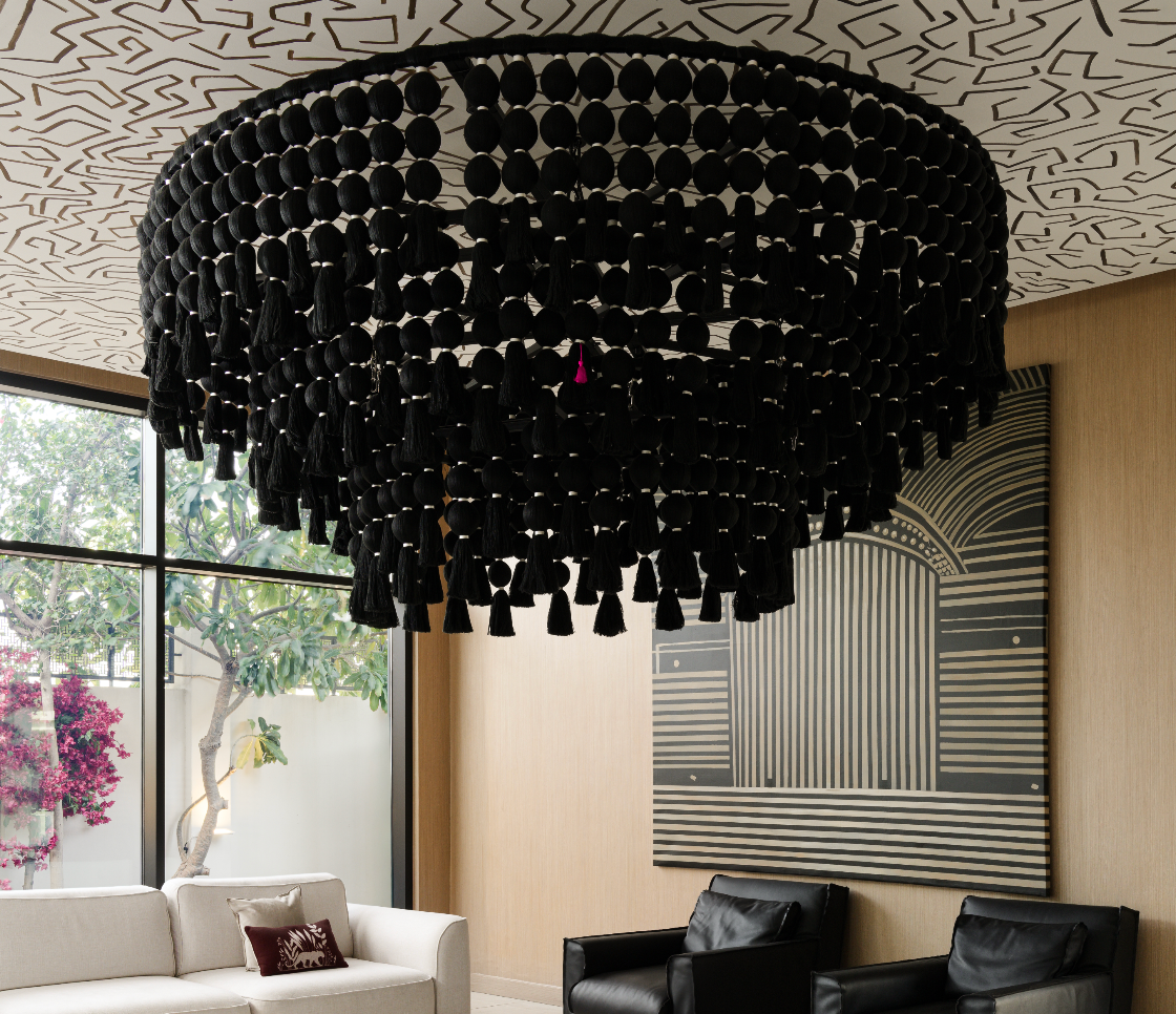 Custom macrame chandelier